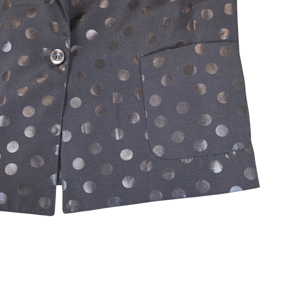 VINTAGE LAWRENCE 90s Polka Dot Blazer | L | Black | Retro Tailored Jacket - Picture 7 of 14